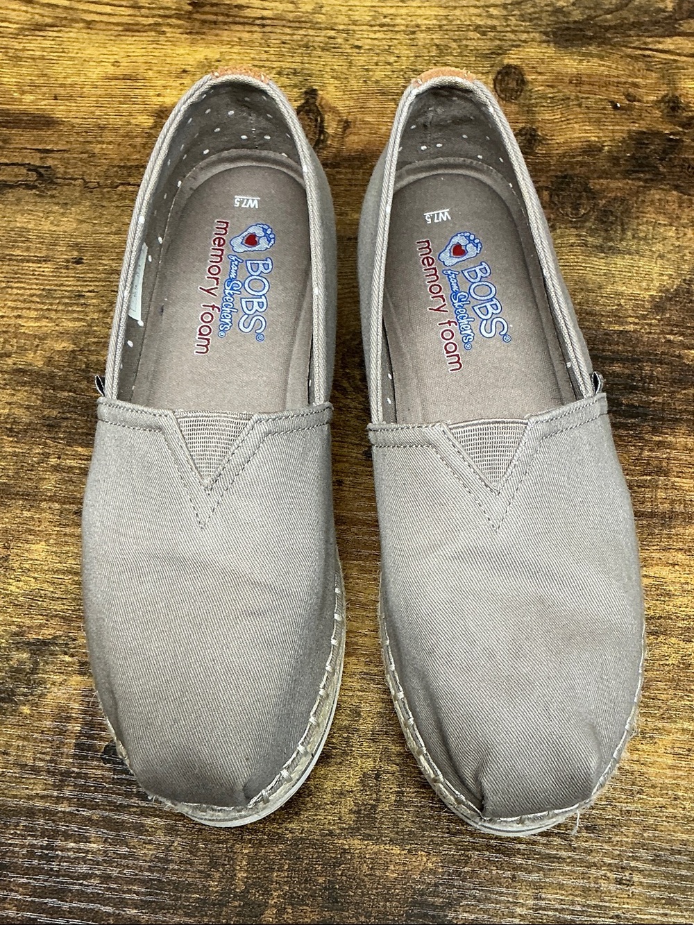 BOBS from Skechers Taupe Canvas Espadrille Slip-Ons